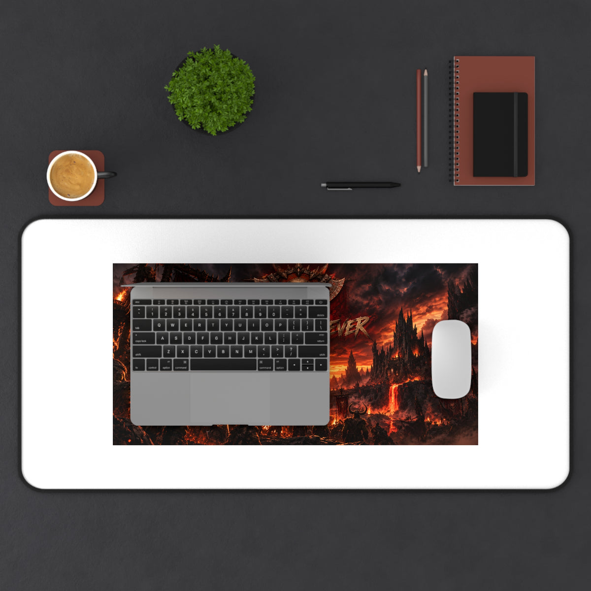 Dark Fantasy Desk Mat — 'Smit & Forever' Gothic Castle Gaming Mousepad