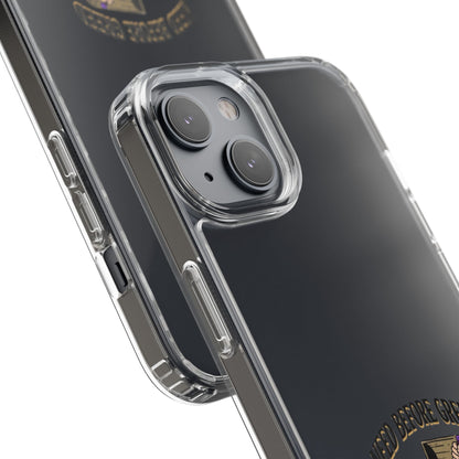 Clear Phone Case — "Need Before Greed" Treasure Chest Design