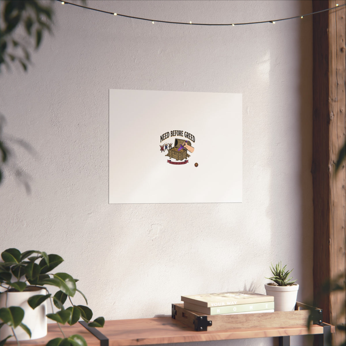 Need Before Greed Fine Art Poster — Vintage Chest Illustration, Inspirational Wall Art