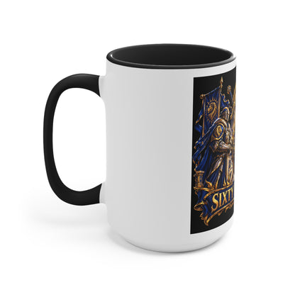 Sixty Forever Accent Mug — Medieval Crest Lion Shield Birthday Coffee Cup