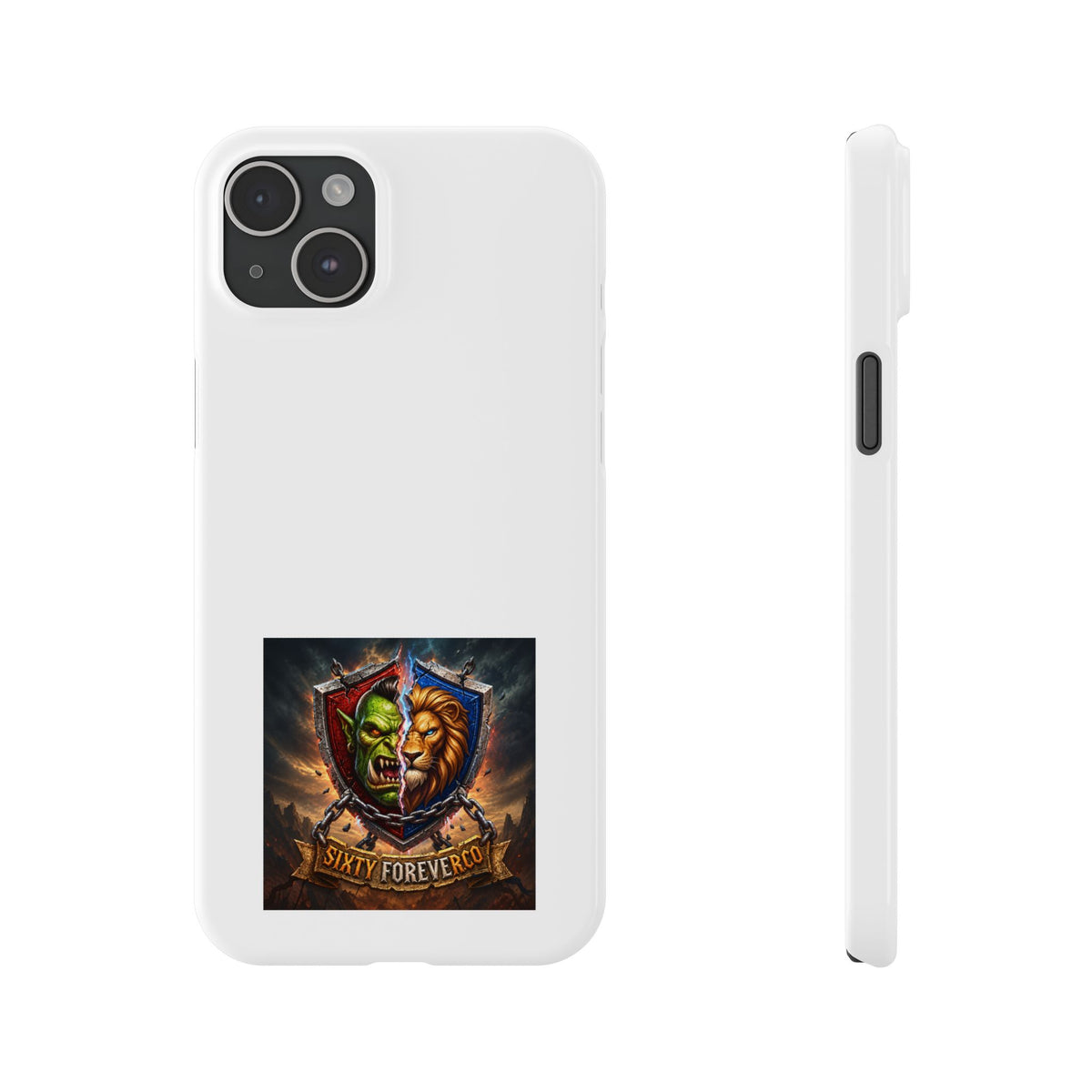 Slim Phone Case — Fantasy Shield Orc & Lion Crest "Sixty Forever"