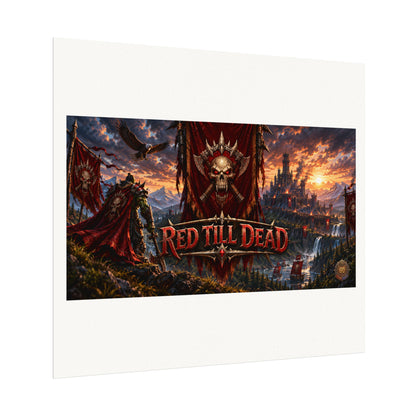 Red Till Dead Gothic Skull Poster — Textured Watercolor Matte Print