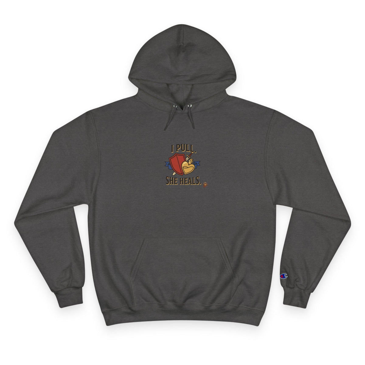 Hoodie — “I Pull, She Heals” Physical Therapy & Massage Therapist Pullover