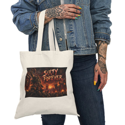 Tote Bag — 'Sixty Forever' Apocalyptic Skull Graphic Tote