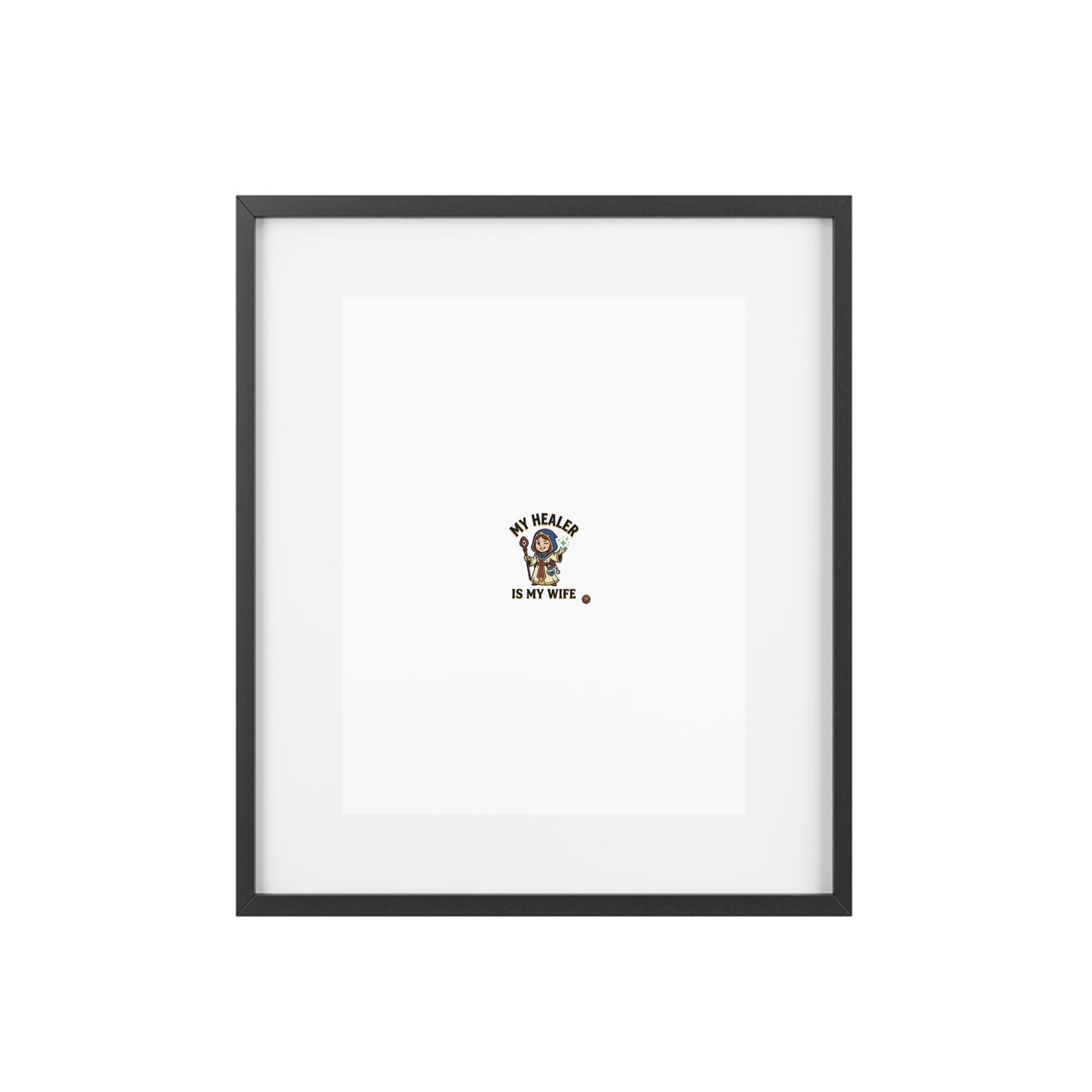 Framed Poster — “My Healer Is My Wife” Vintage Nurse Dog Illustration, Matte Wall Art