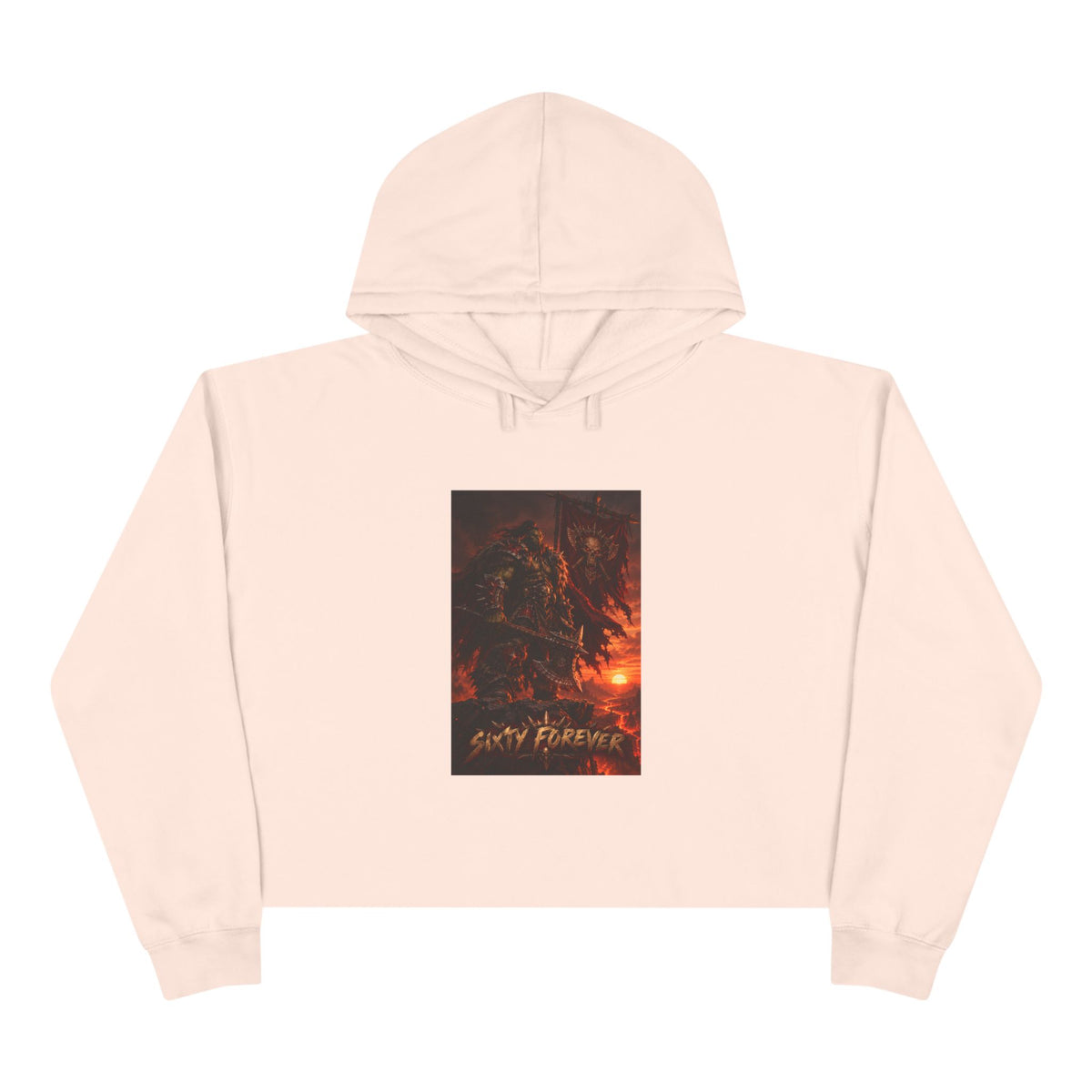 Crop Hoodie — Fiery Palm Sunset Graphic Crop Hoodie