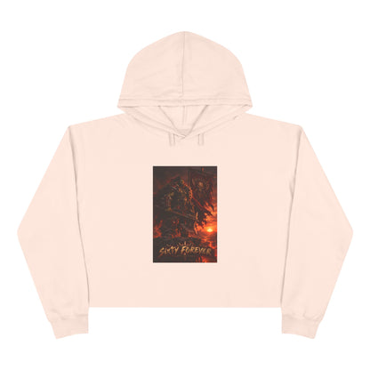 Crop Hoodie — Fiery Palm Sunset Graphic Crop Hoodie