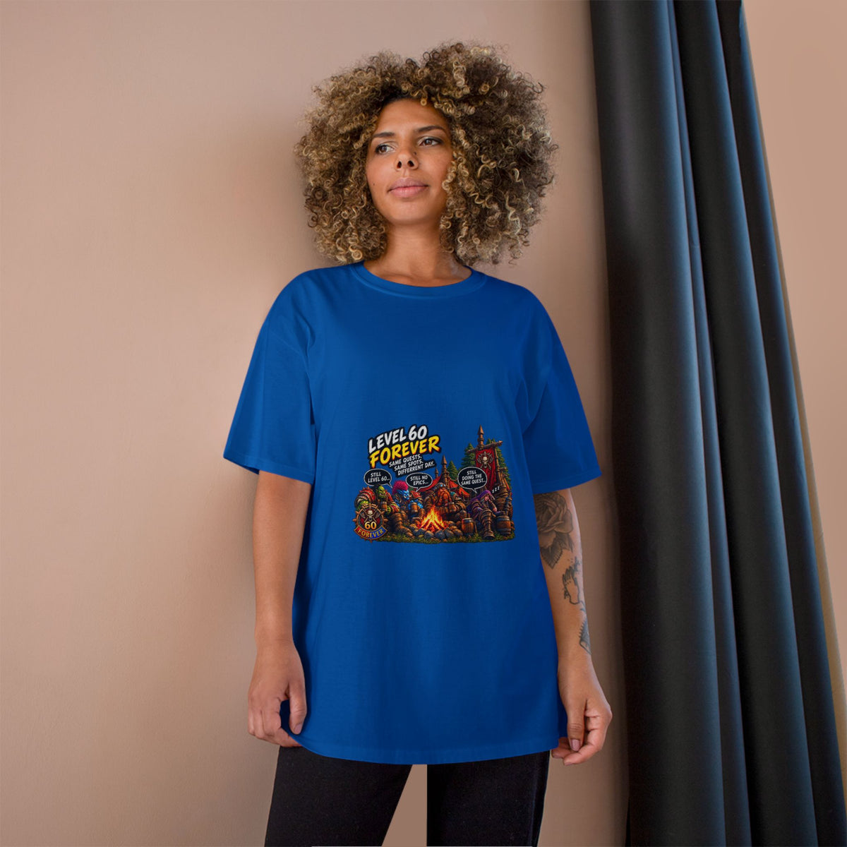 Level 60 Forever T-Shirt – Retro RPG Campfire Gamer Tee