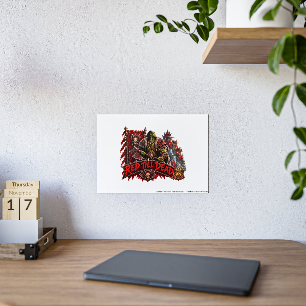 Red Till Dead Gloss Poster — Fantasy Orc Warrior Art Print
