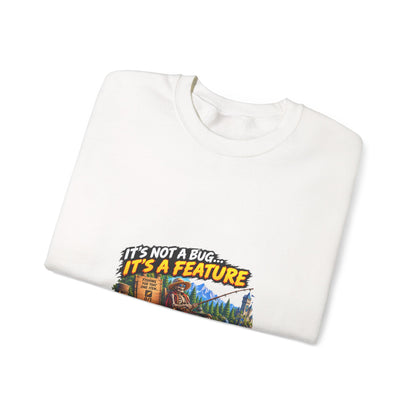 Crewneck Sweatshirt - “It’s Not a Bug, It’s a Feature” Retro Cabin Gamer Design