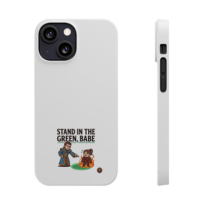 Stand in the Green, Babe Slim Phone Case — Funny Golf Cartoon Phone Cover