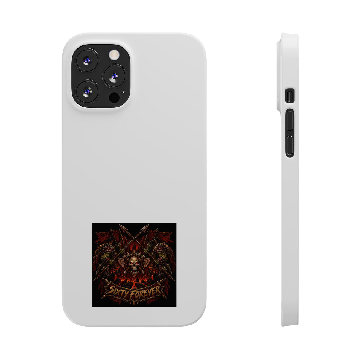 Slim Phone Case — 'Sixty Forever' Gothic Skull & Wings Design