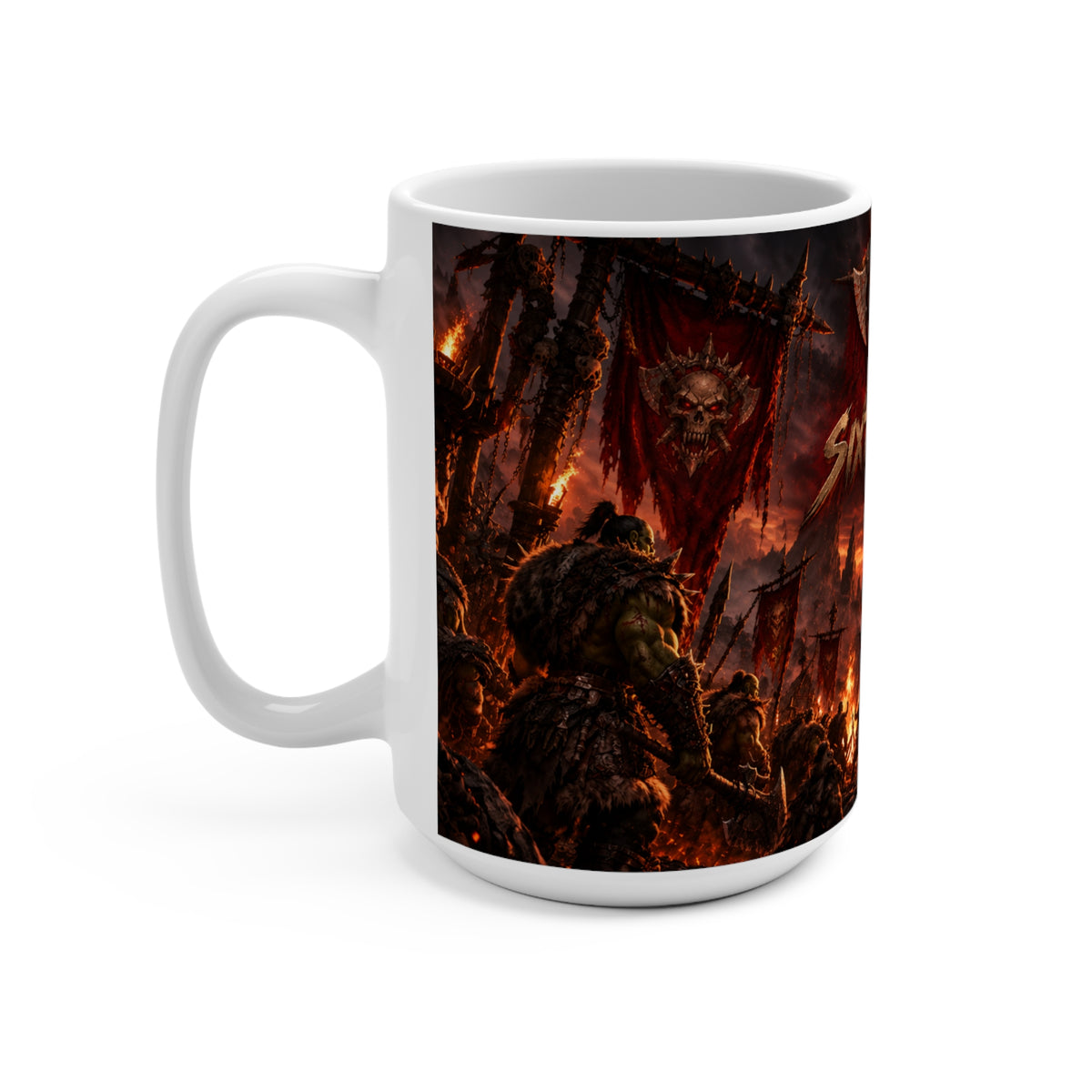 15oz Ceramic Mug — Dark Skull 'Sixty Forever' Gothic Sunset Design