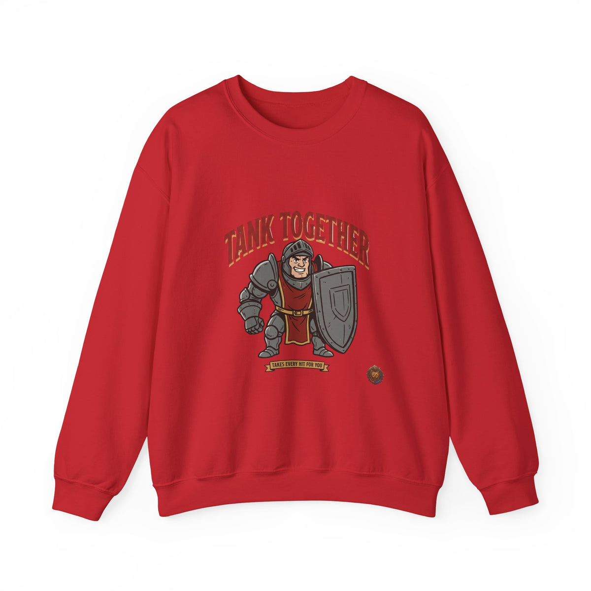 Tank Together Crewneck Sweatshirt — Funny RPG Tank Companion Graphic