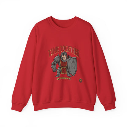 Tank Together Crewneck Sweatshirt — Funny RPG Tank Companion Graphic
