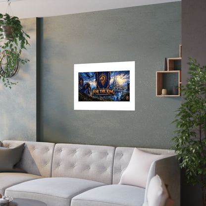 For The King Satin Poster — Fantasy Castle & Lion Banner Wall Art