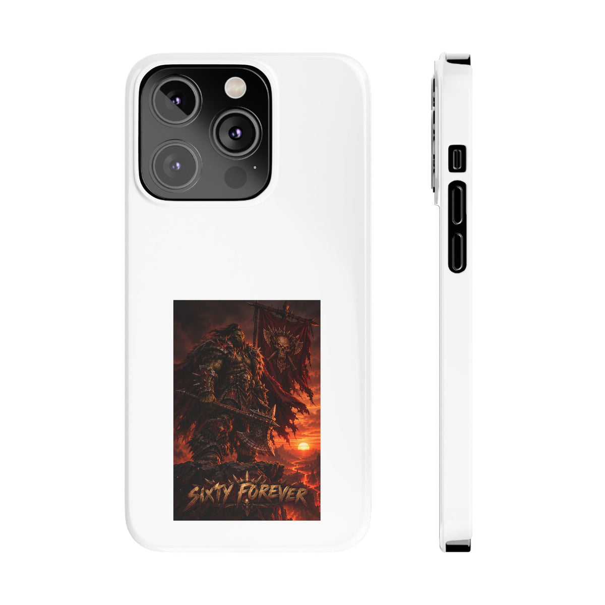 Slim Phone Case — Dark Viking Warrior 'Sixty Forever' Graphic