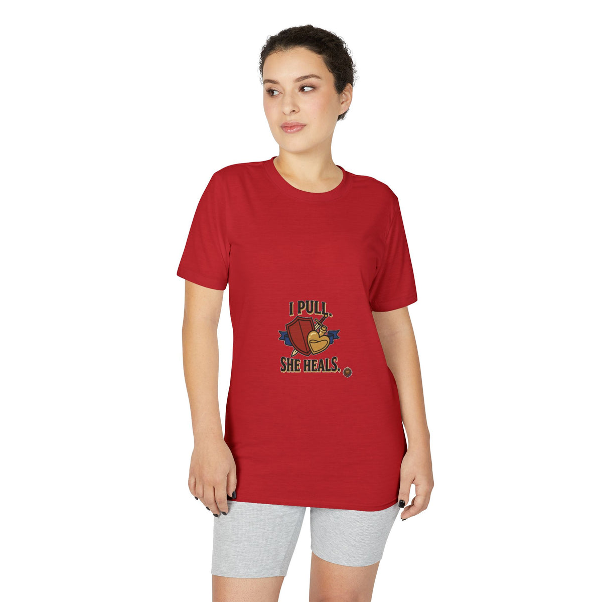 I Pull, She Heals Weightlifting T-Shirt — Couples Gym Workout Tee