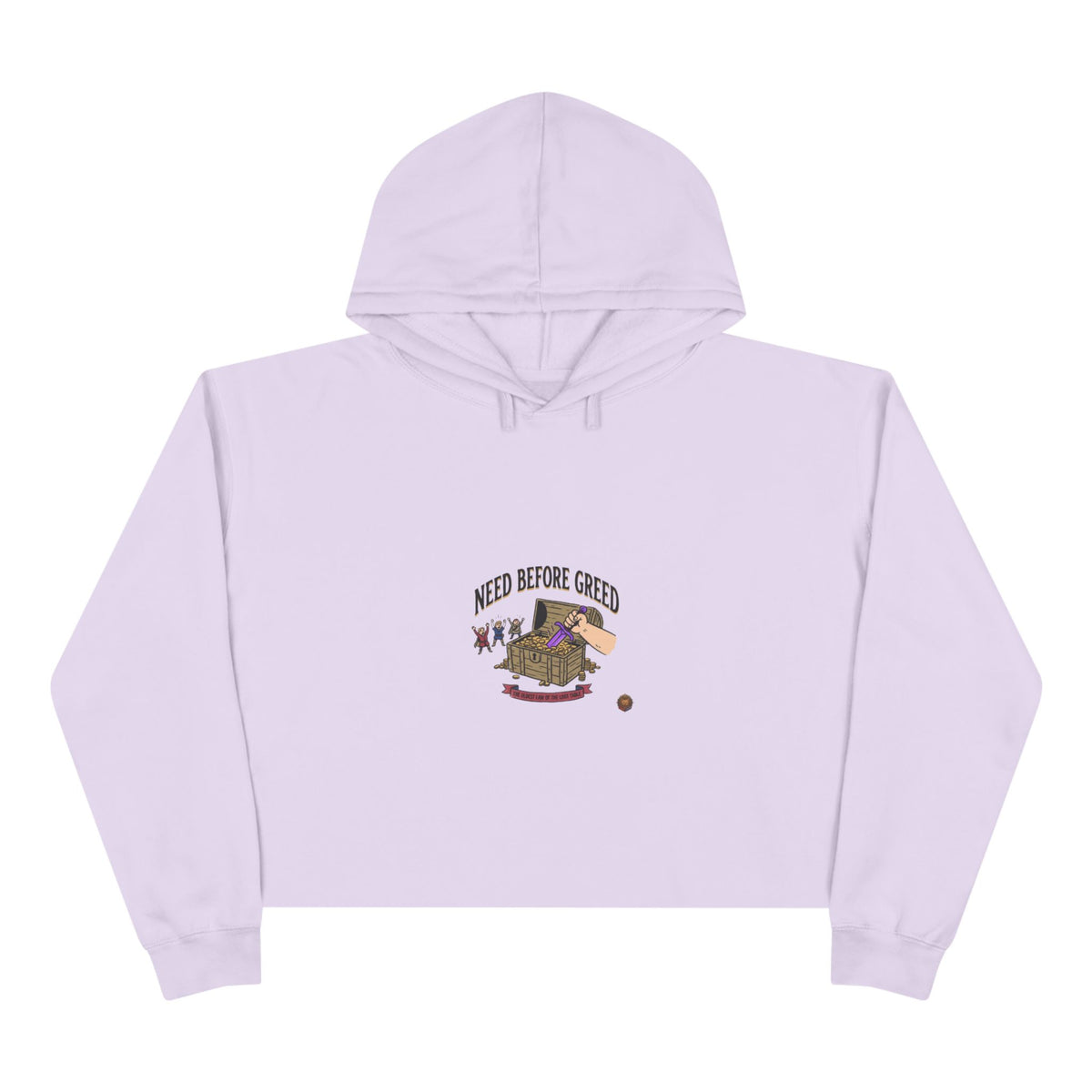 Crop Hoodie — "Need Before Greed" Cozy Graphic Crop Hoodie