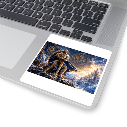 Square Sticker — Viking Warrior Frost Battle Scene (60 Forever Emblem)
