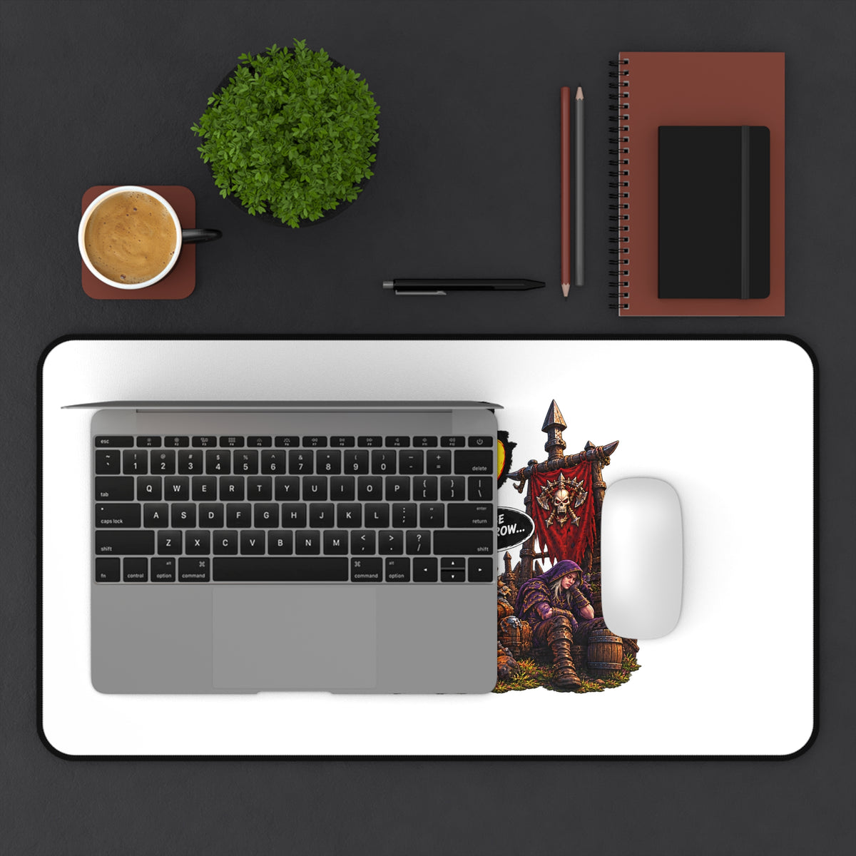 Never Pass Level 60 Desk Mat — Retro RPG Campfire Gaming Mousepad