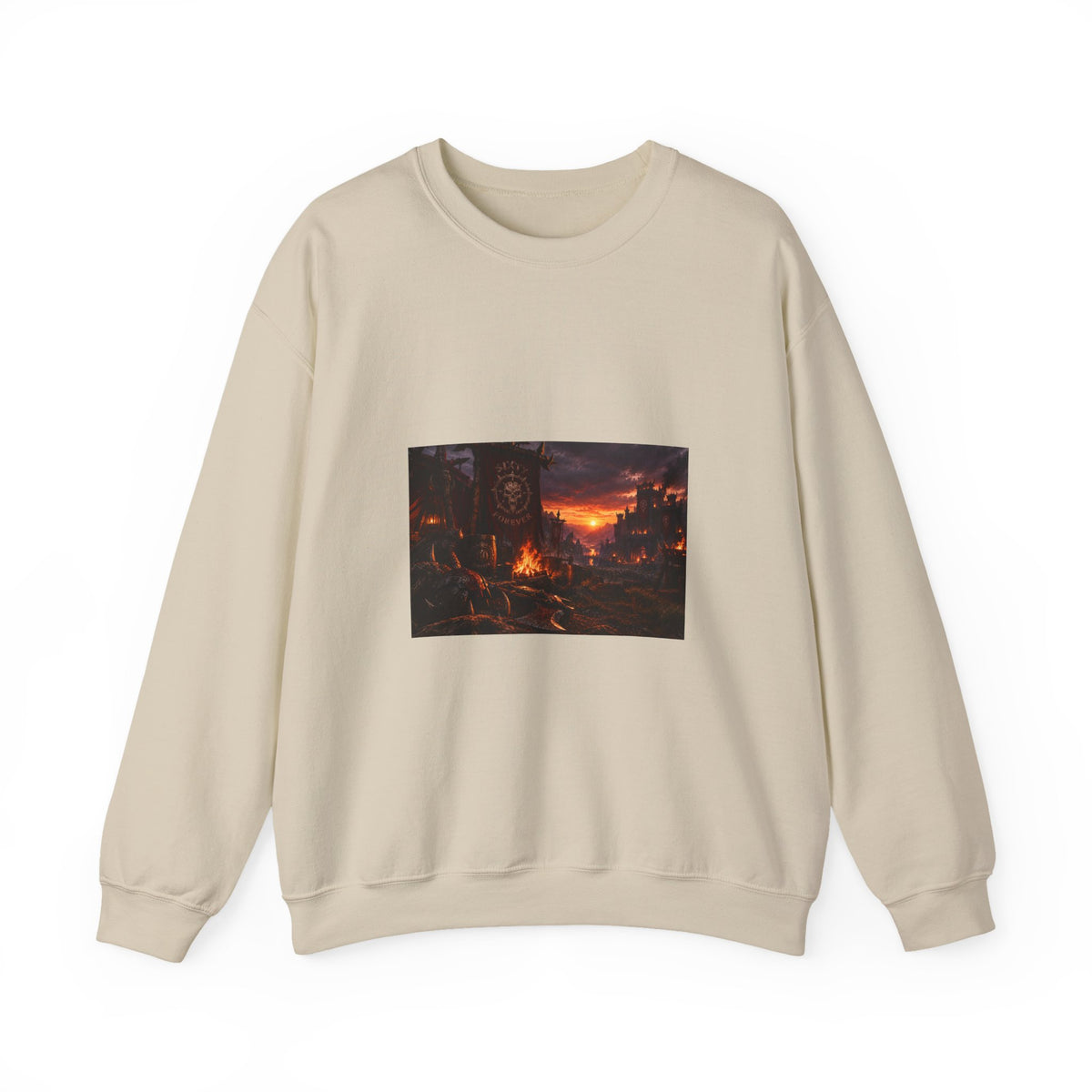 Apocalyptic Cityscape Crewneck Sweatshirt — Dystopian Sunset Graphic