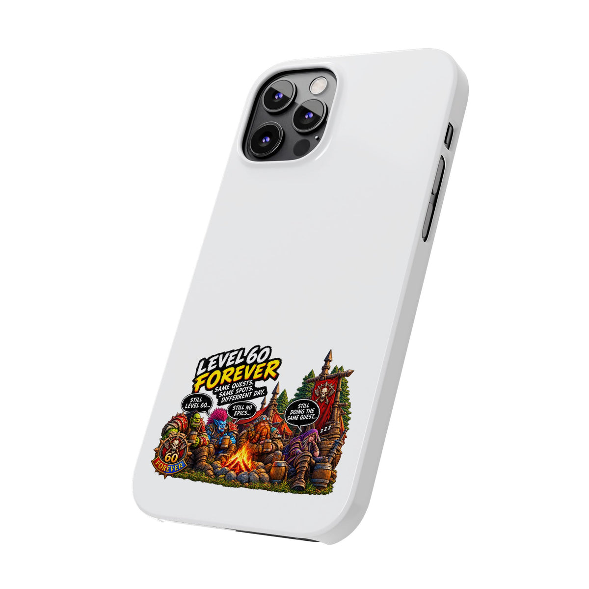 Level 60 Forever Slim Phone Case — Retro RPG Camping Gamer Design