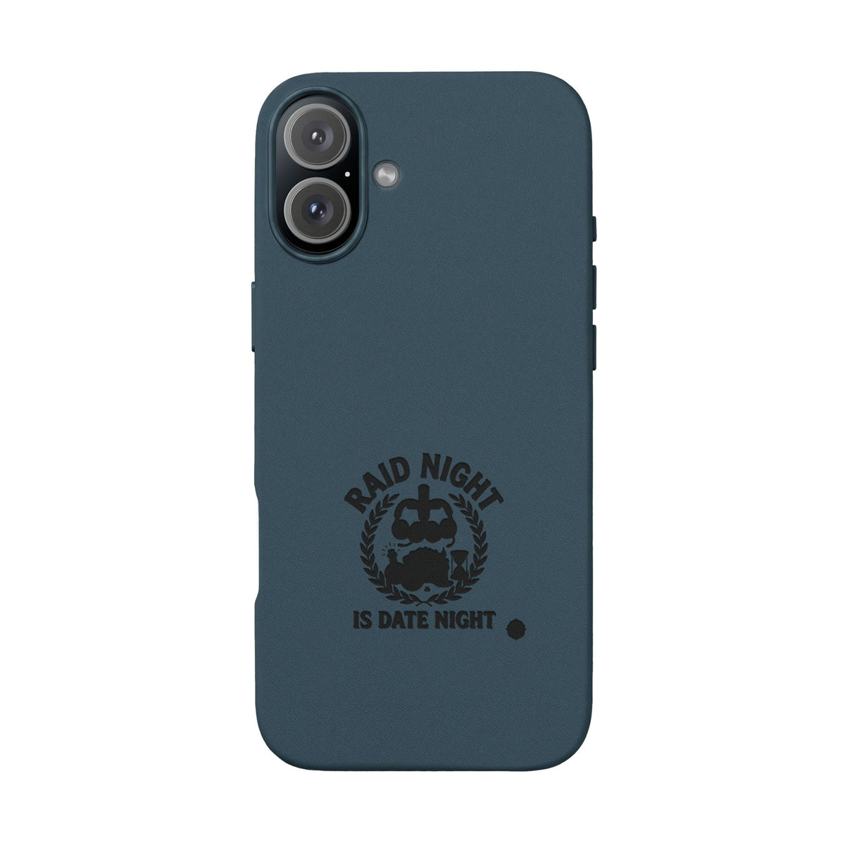 Engraved PU Leather Phone Case — 'Raid Night' Embossed Protective Cover