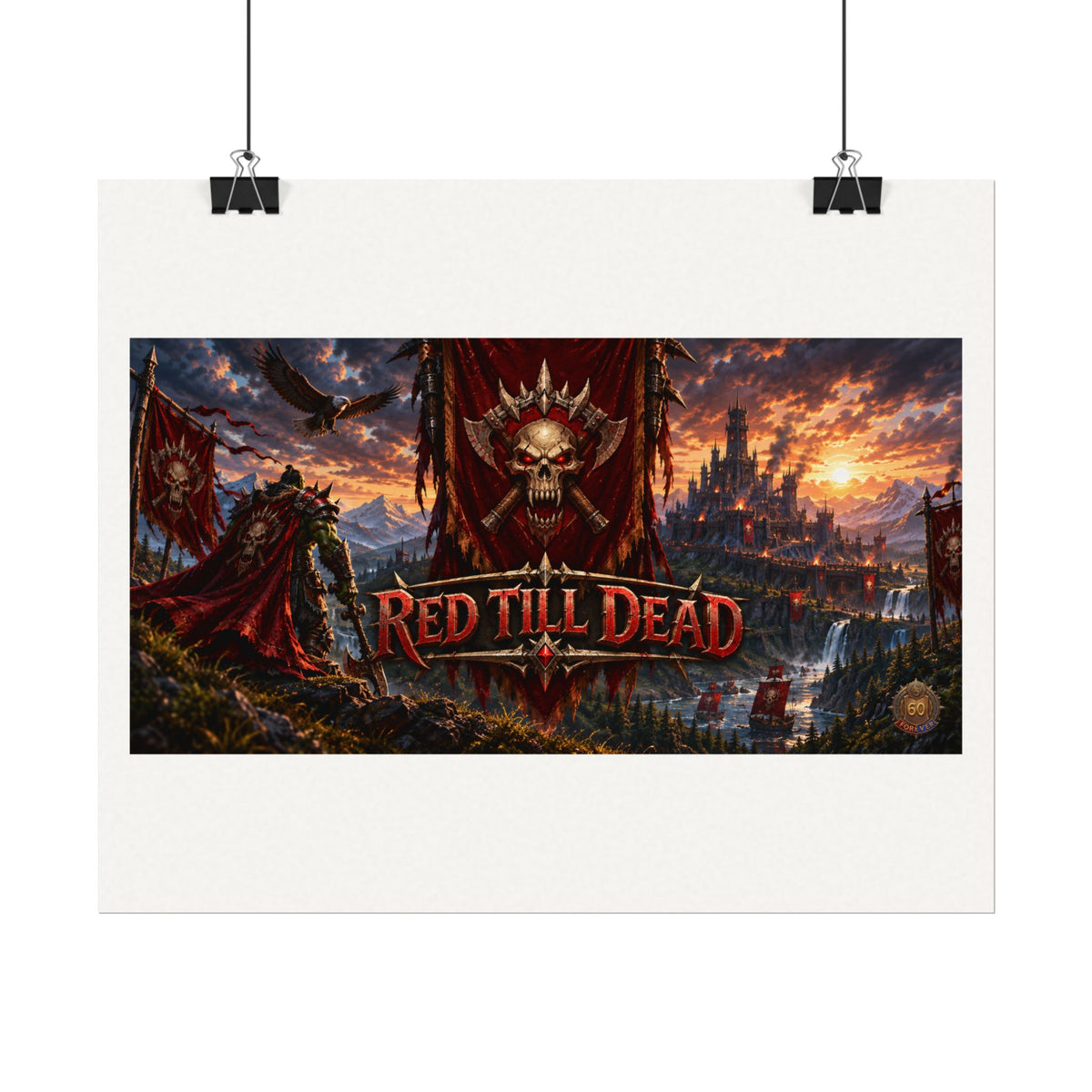 Red Till Dead Gothic Skull Poster — Textured Watercolor Matte Print