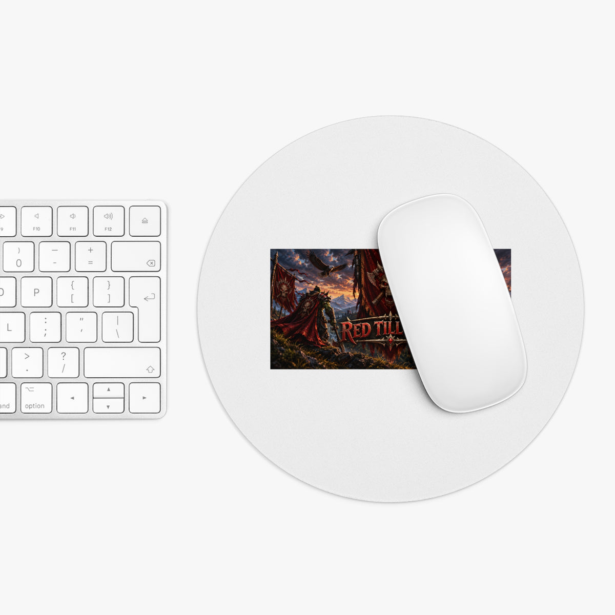 Red Till Dead Gothic Battle Mouse Pad — Skull Banner Gaming Desk Mat