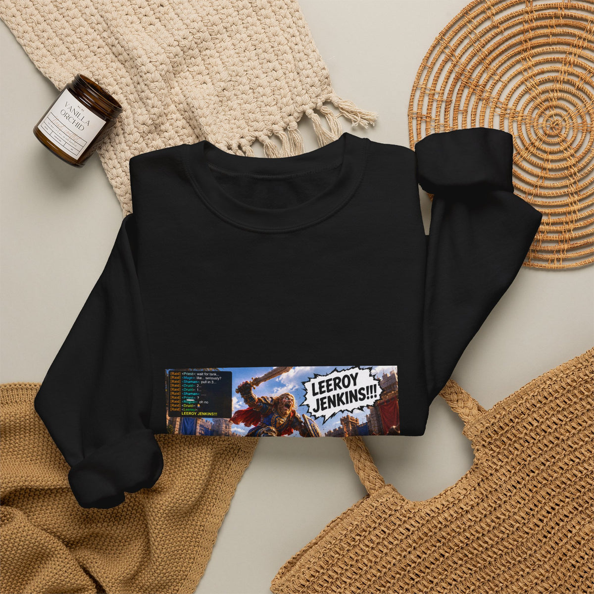 Leeroy Jenkins Crewneck Sweatshirt — Funny Gaming Meme Pullover
