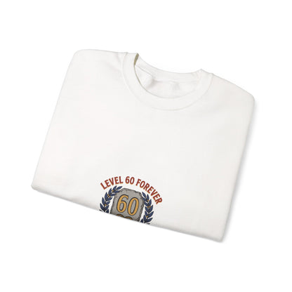 60th Birthday Crewneck Sweatshirt – "Level 60 Forever" Retro Badge