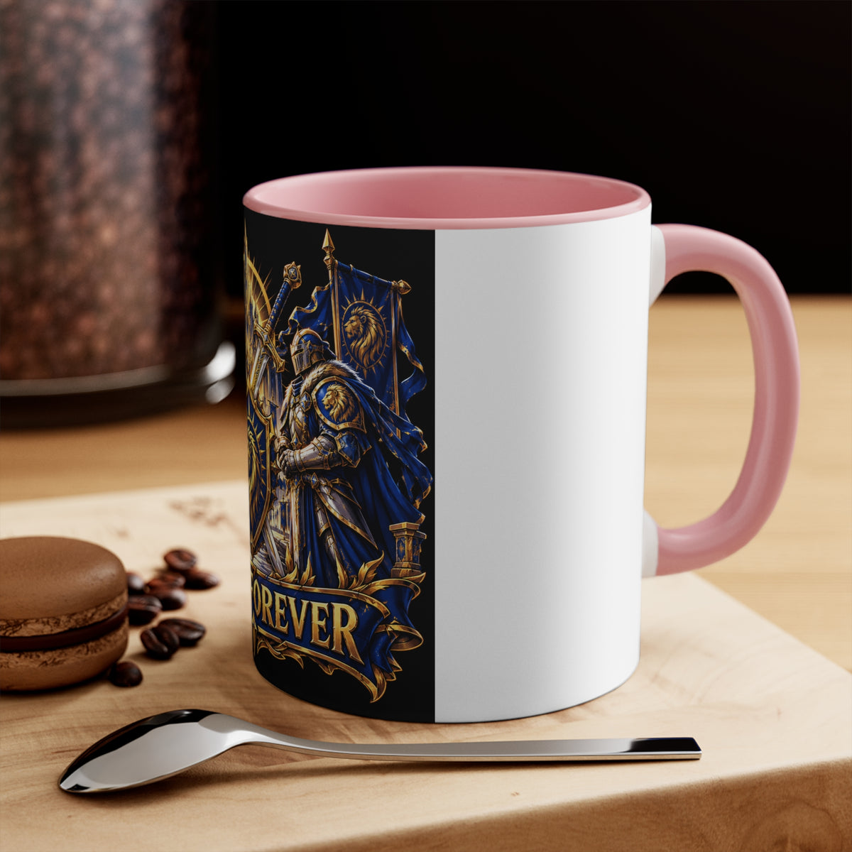 Sixty Forever Accent Mug — Medieval Crest Lion Shield Birthday Coffee Cup