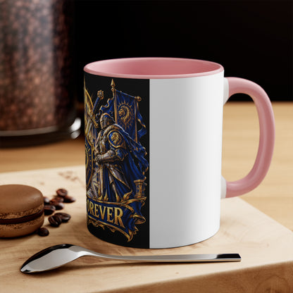 Sixty Forever Accent Mug — Medieval Crest Lion Shield Birthday Coffee Cup