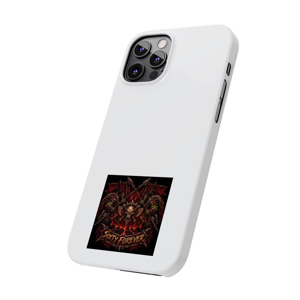 Slim Phone Case — 'Sixty Forever' Gothic Skull & Wings Design