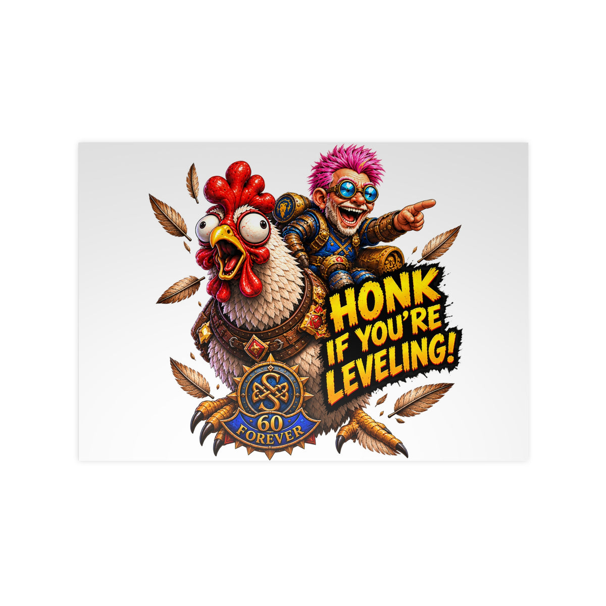 Honk If You're Leveling! Photopaper Poster – Gamer Chicken Art Print