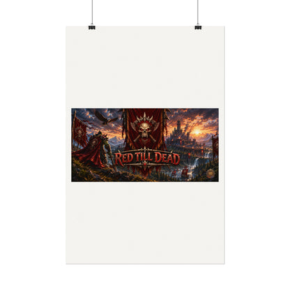 Red Till Dead Gothic Skull Poster — Textured Watercolor Matte Print