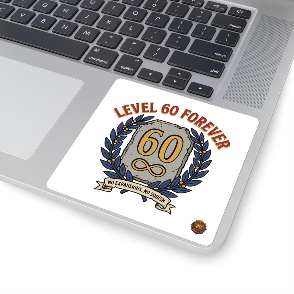 Square Sticker — "Level 60 Forever" 60th Birthday Gaming Milestone Sticker