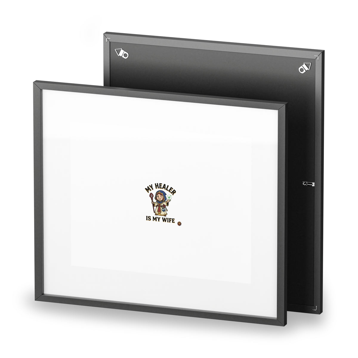 Framed Poster — “My Healer Is My Wife” Vintage Nurse Dog Illustration, Matte Wall Art