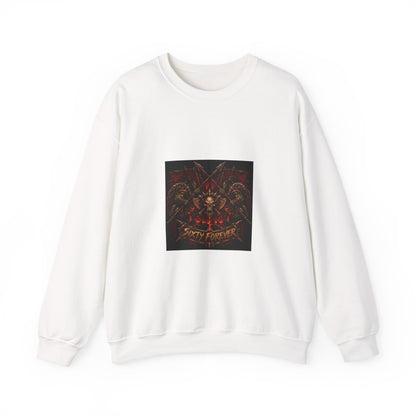 Crewneck Sweatshirt — Gothic Skull & Flames "Seven For Hell" Graphic