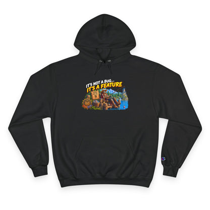 Champion Hoodie — "It's Not a Bug, It's a Feature" Retro Gamer Graphic Hoodie