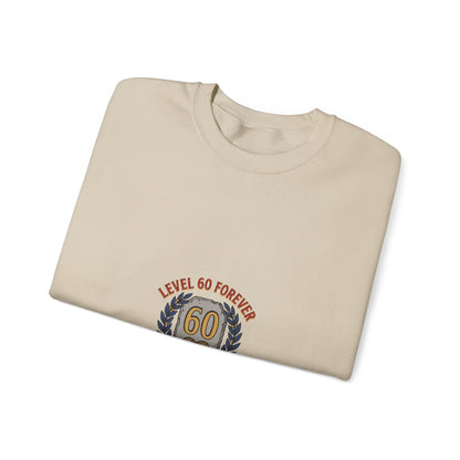 60th Birthday Crewneck Sweatshirt – "Level 60 Forever" Retro Badge