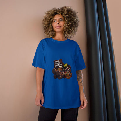 Gaming Champion T-Shirt — "Work Sucks... Let's Raid!" Funny MMO Raid Shirt