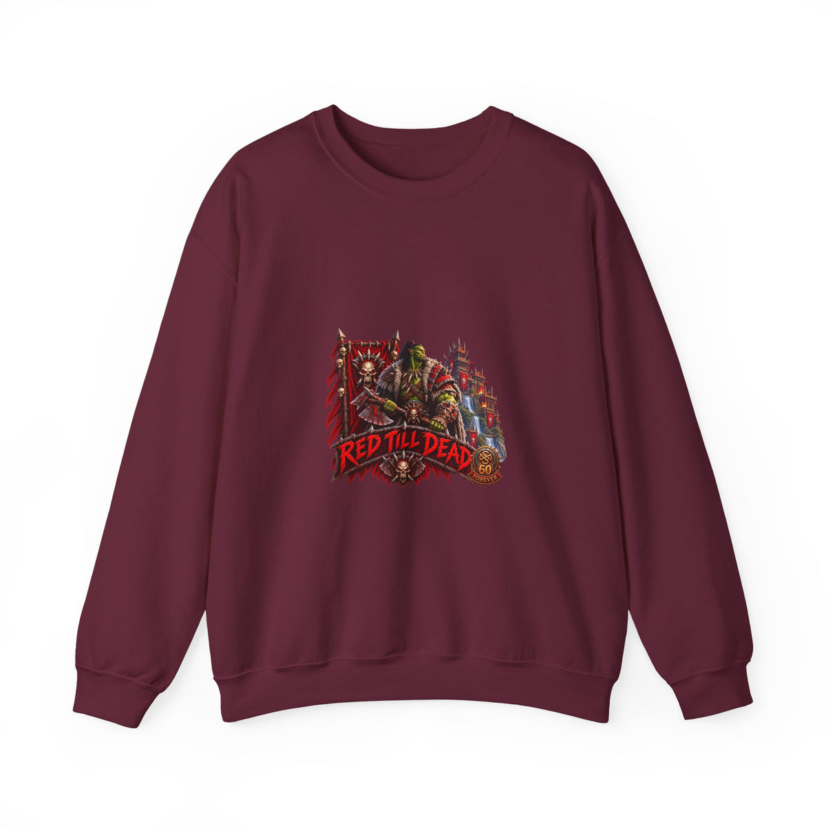 Red Till Dead Graphic Sweatshirt — Gothic Skeleton Horror Crewneck
