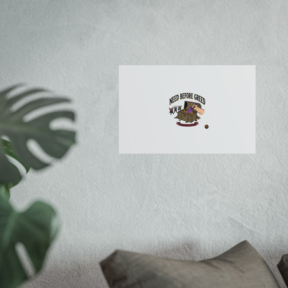 Need Before Greed Fine Art Poster — Vintage Chest Illustration, Inspirational Wall Art