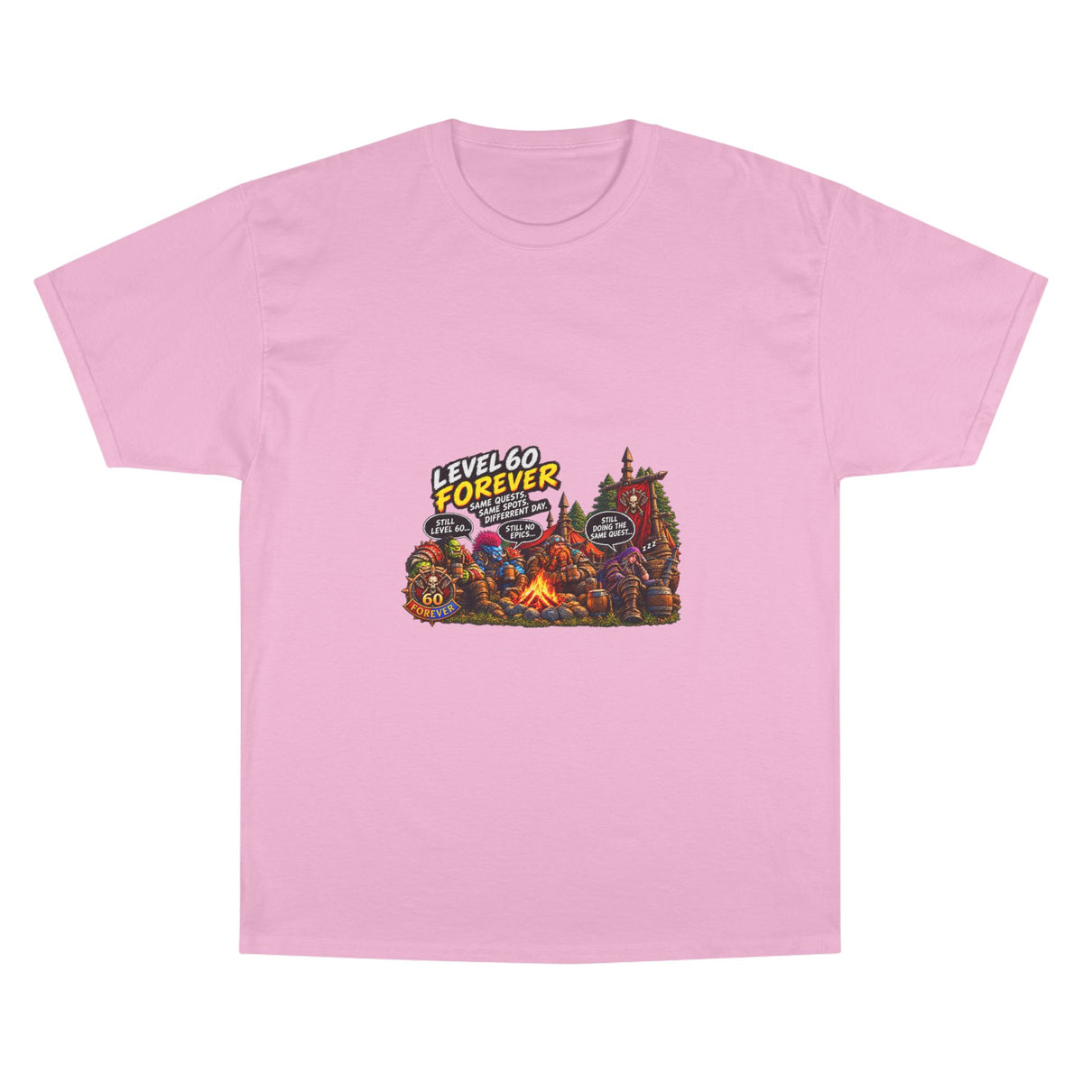 Level 60 Forever T-Shirt – Retro RPG Campfire Gamer Tee