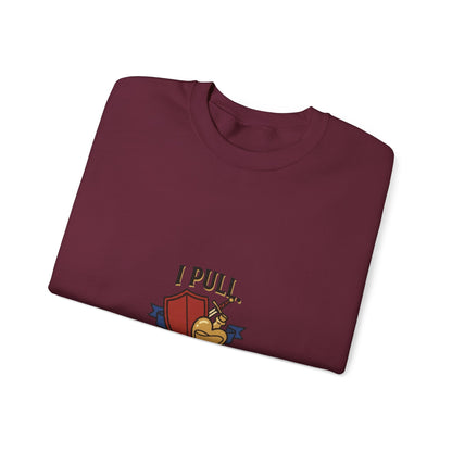 Crewneck Sweatshirt — “I Pull, She Heals” Veterinary/Animal Rescue Crewneck