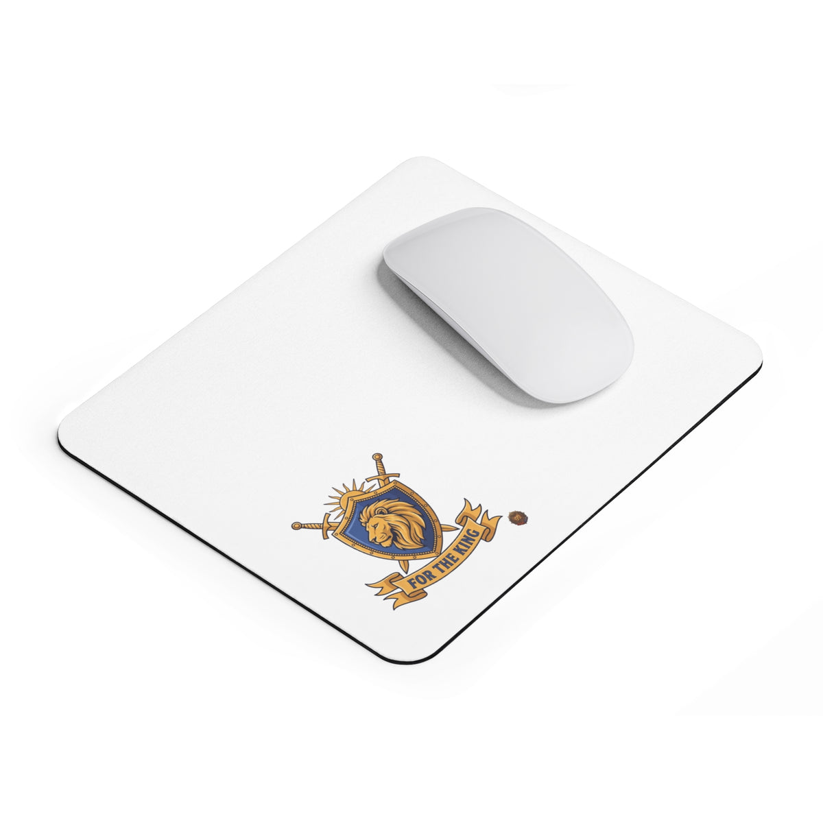 For The King Lion Crest Mouse Pad — Gaming/Office Desk Mat