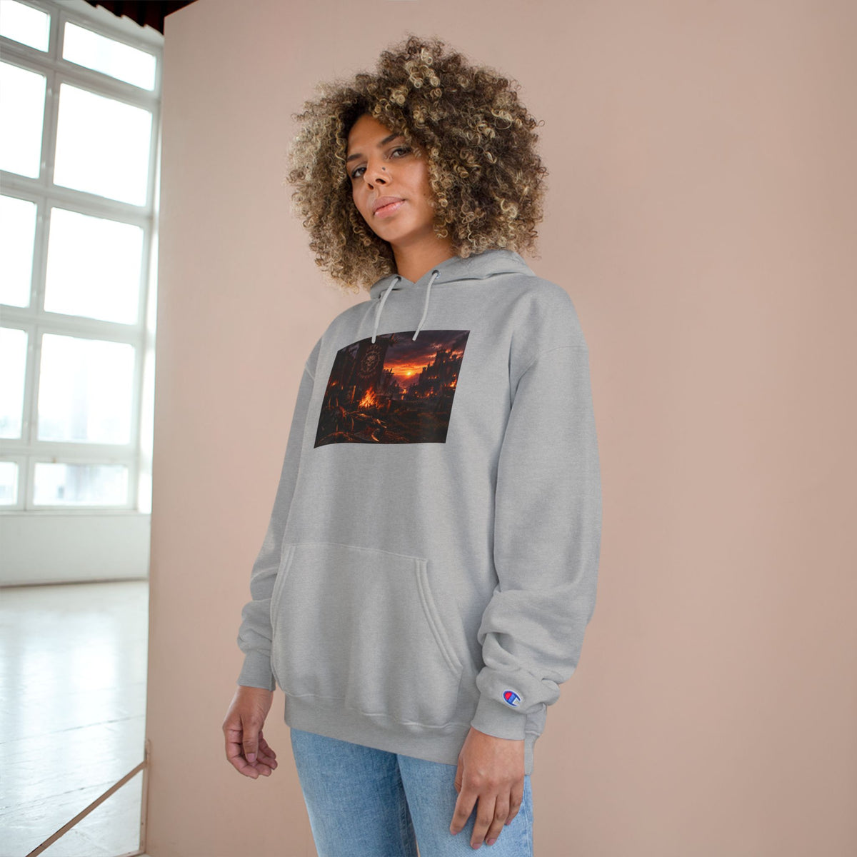 Champion Hoodie — Sunset Cityscape Graphic Hoodie