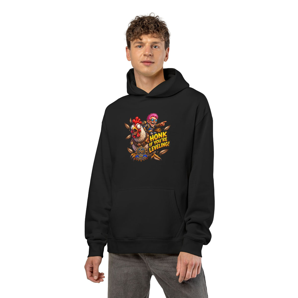 Honk If You’re Leveling Hoodie — Gamer Clown Retro Graphic Hoodie
